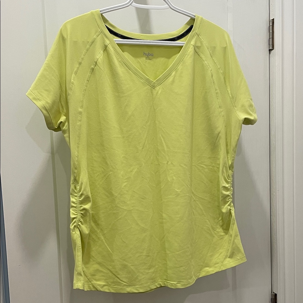 Lime green Short Sleeve Activewear V-Neck Tee